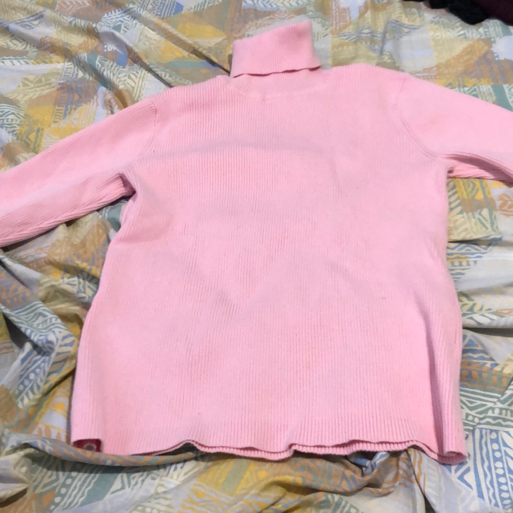 Pink Turtleneck Ribbed Top